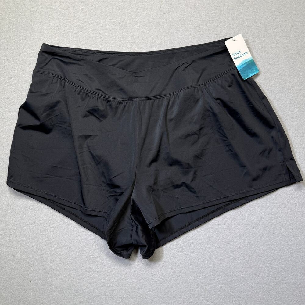 Swim Solutions Pull-on Swim Shorts Black 16W MSRP $64